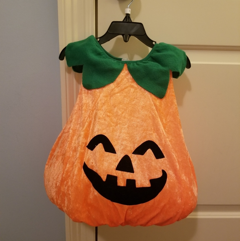 Spirit Halloween Orange and Green Pumpkin Jack-O'-Lantern Kids Costume